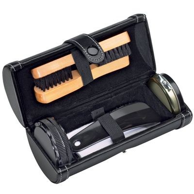 SHOE CLEANING KIT in Black Luxury Cylindrical Case with Zip