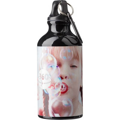 THE MARNEY - ALUMINIUM METAL BOTTLE with Carabiner (400Ml) in Black