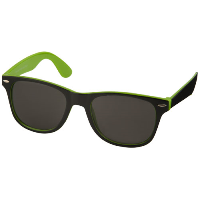 SUN RAY SUNGLASSES with Two Colour Tones in Lime & Solid Black