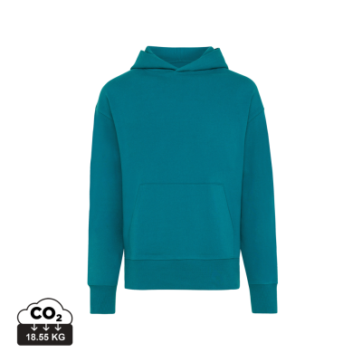 IQONIQ YOHO RECYCLED COTTON RELAXED HOODED HOODY in Verdigris
