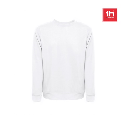 THC COLOMBO WH UNISEX SWEATSHIRT in Italian with Ribbed Collar, Cuffs & Waistband White