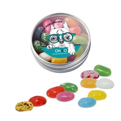 CLEAR TRANSPARENT TIN with American Jelly Beans