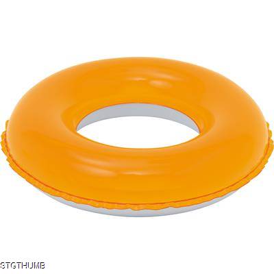 CHILDRENS INFLATABLE PVC SWIMMING RING in Orange & White