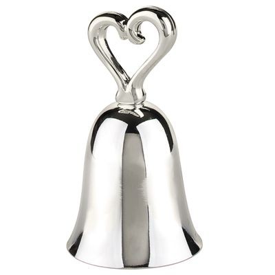 BELL with HEART METAL PLACE CARD HOLDER in Silver