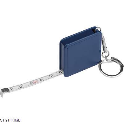 1 METER STEEL MEASURING TAPE with Keyring Chain in Blue