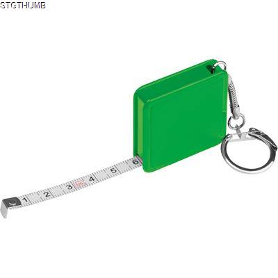 1 METER STEEL MEASURING TAPE with Keyring Chain in Green