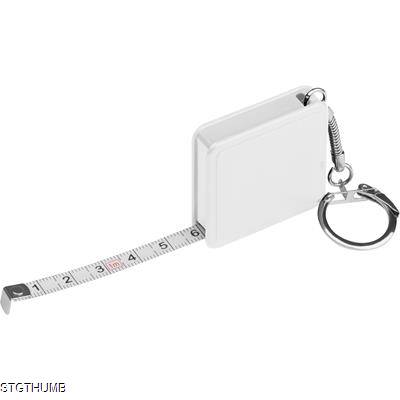 1 METER STEEL MEASURING TAPE with Keyring Chain in White