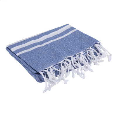 OXIOUS HAMMAM TOWELS - VIBE LUXURY WHITE STRIPE in Blue