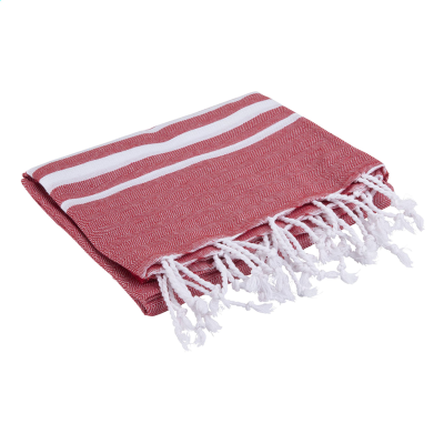 OXIOUS HAMMAM TOWELS - VIBE LUXURY WHITE STRIPE in Red
