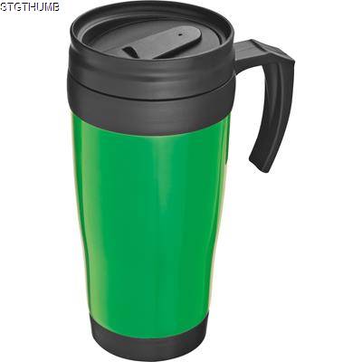 THERMAL INSULATED PLASTIC TRAVEL MUG in Green