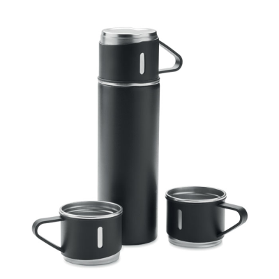 DOUBLE WALL BOTTLE AND CUP SET in Black