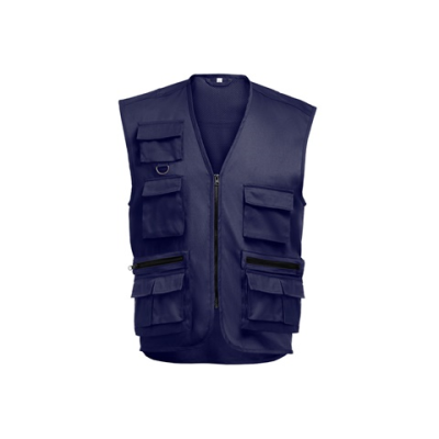 THC PIXEL WAISTCOAT (200 G & M²) in Polyester & Cotton - L in Navy Blue