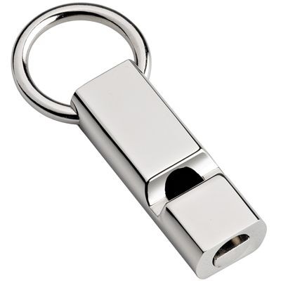 WHISTLE KEYRING in Shiny Silver Metal