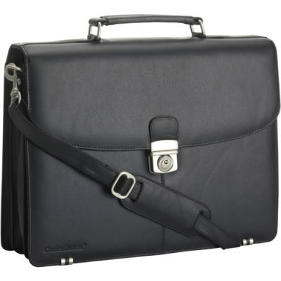 CHARLES DICKENS® LEATHER BRIEFCASE in Black
