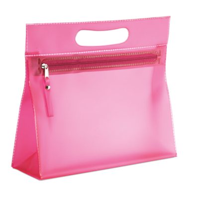 CLEAR TRANSPARENT COSMETICS POUCH in Pink