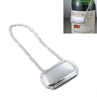 RECTANGULAR SILVER PLATED METAL DECANTER LABEL