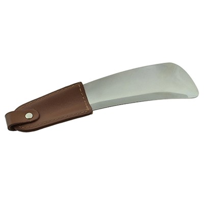 ENGRAVABLE SHOEHORN with Brown Leather Handle
