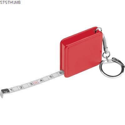 1 METER STEEL MEASURING TAPE with Keyring Chain in Red