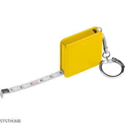1 METER STEEL MEASURING TAPE with Keyring Chain in Yellow