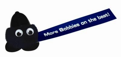 POLICE HELMET LOGO BUG with Printed Ribbon