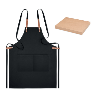 ORGANIC COTTON APRON 340 GR & M² in Black