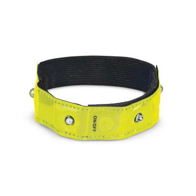 VISIBLE REFLECTIVE ARM BAND with 4 Red Leds in Yellow