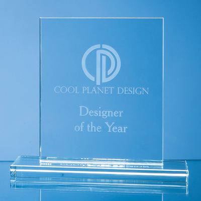 12CM x 9CM x 12MM CLEAR TRANSPARENT GLASS RECTANGULAR AWARD