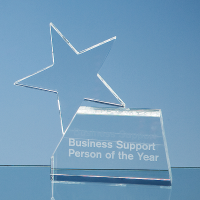 14CM OPTICAL CRYSTAL SINGLE RISING STAR AWARD
