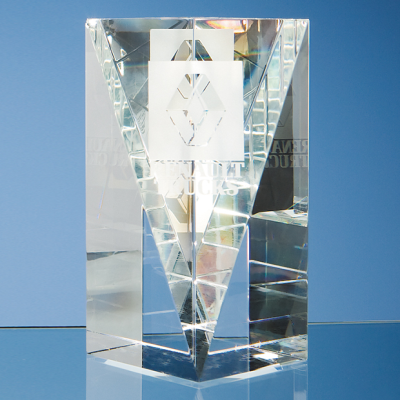 15,5CM OPTICAL CRYSTAL FACET RECTANGULAR AWARD