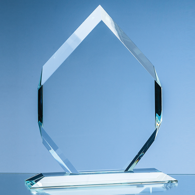15CM x 10CM x 15MM CLEAR TRANSPARENT GLASS MAJESTIC DIAMOND AWARD