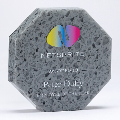 15CM x 15CM x 2,5CM 100% RECYCLED ACRYLIC OCTAGON AWARD