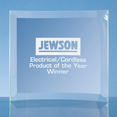 15CM x 16CM x 5MM JADE GLASS BEVELLED CRESCENT