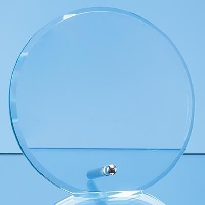 15CM x 1CM JADE GLASS BEVEL EDGED CIRCLE WITH SILVER CHROME PIN