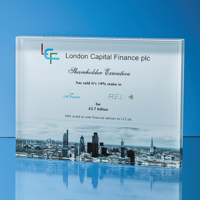 15CM x 20CM OPTICAL CRYSTAL RECTANGULAR AWARD, H OR V
