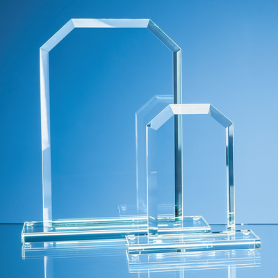 15CM x 9,5CM x 12MM JADE GLASS BEVELLED EDGE HONOUR AWARD