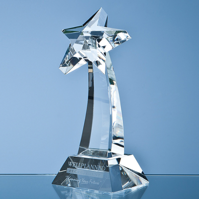 19CM OPTICAL CRYSTAL MOUNTED SHOOTING STAR AWARD