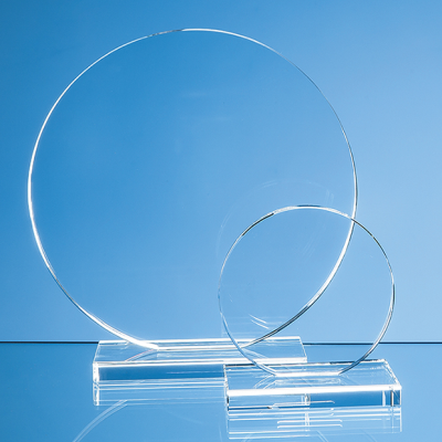 20CM x 12MM CLEAR TRANSPARENT GLASS CIRCLE AWARD