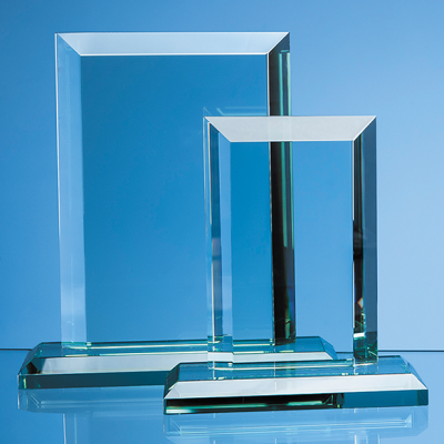 20CM x 15CM x 19MM JADE GLASS MITRED RECTANGULAR AWARD