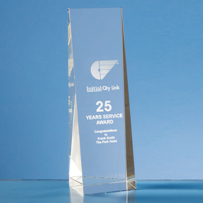 22CM OPTICAL CRYSTAL WEDGE RECTANGULAR AWARD