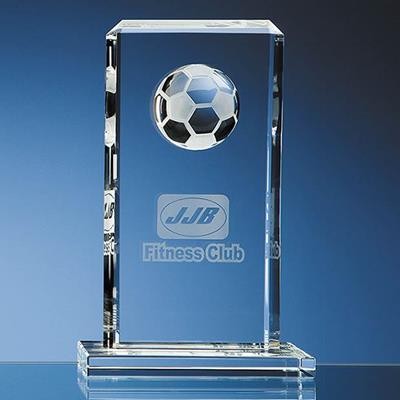 24CM OPTICAL CRYSTAL FOOTBALL RECTANGULAR AWARD
