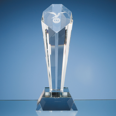 26CM OPTICAL CRYSTAL SLOPED FACET COLUMN AWARD