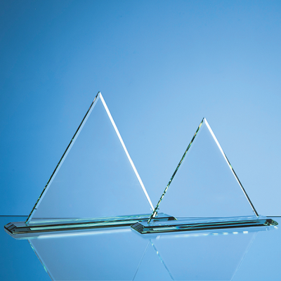 27CM x 27CM x 12MM JADE GLASS PYRAMID AWARD
