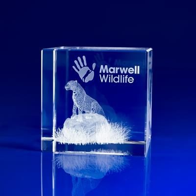3D ENGRAVED OPTICAL CRYSTAL CUBE AWARD
