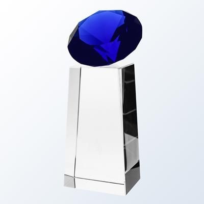 BLUE DIAMOND SLANT OPTICAL CRYSTAL AWARD