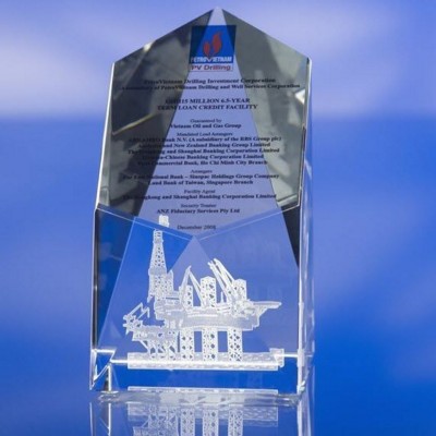 CLEAR TRANSPARENT GLASS AWARD TROPHY