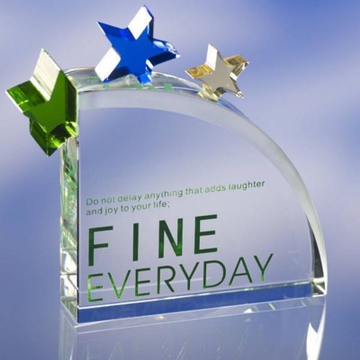 CLEAR TRANSPARENT GLASS AWARD TROPHY