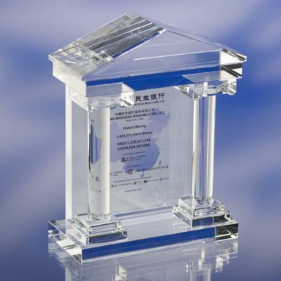 CLEAR TRANSPARENT GLASS AWARD TROPHY