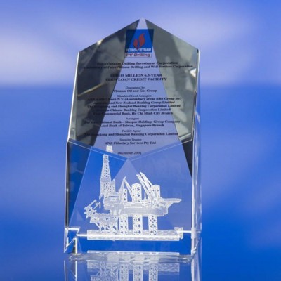 CRYSTAL & COLOUR GLASS AWARD TROPHY