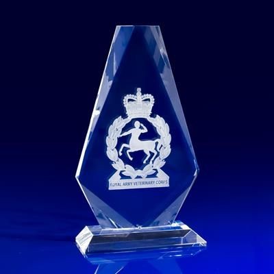 CRYSTAL GLASS ARMED FORCES PAPERWEIGHT OR AWARD