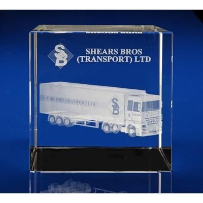 CRYSTAL GLASS SHIPPING PAPERWEIGHT OR AWARD